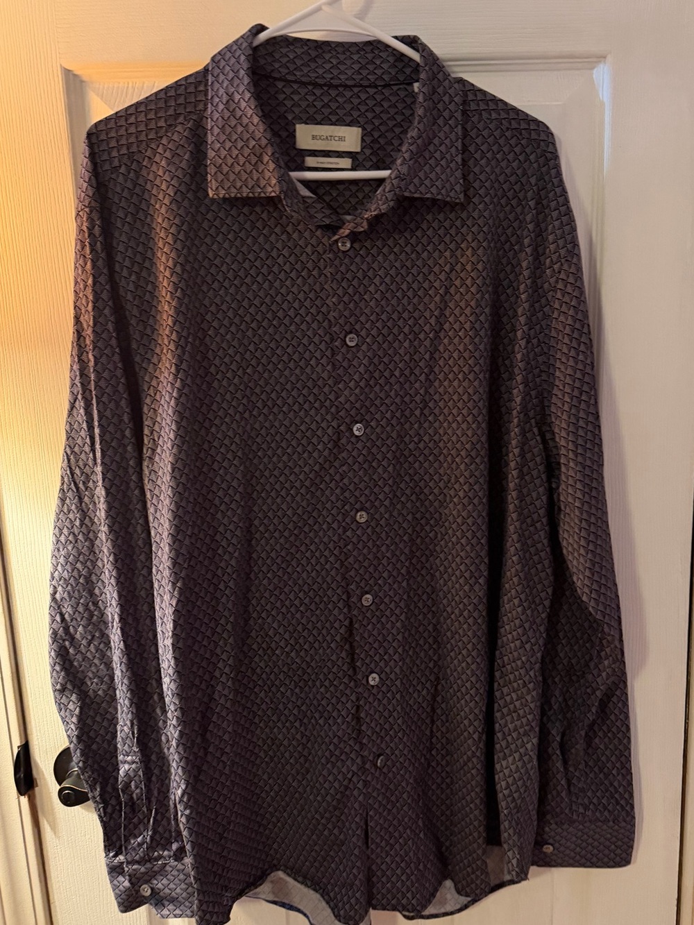 BUGATCHI Men’s XXL Black Geometric 8-Way Stretch OoohCotton Shirt HF9604K60